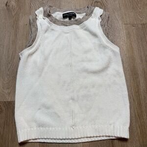 CENTRAL‎ PARK WEST Preppy Sweater Vest  Women Small White Cream